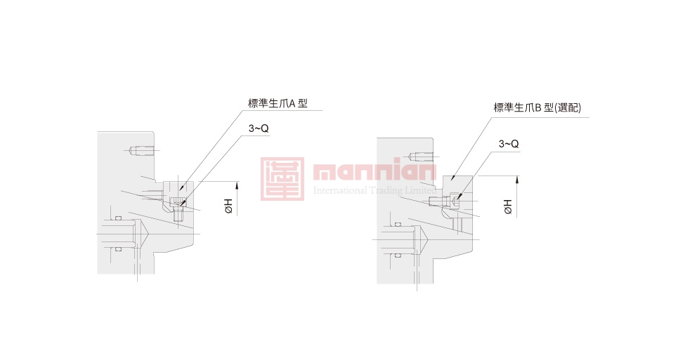 佳贺 Autogrip,三爪/SE,立置式内张后拉卡盘