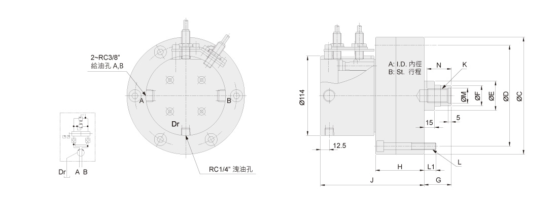 佳贺 Autogrip,高速轻量型 | RE,附逆止阀精短整合型行程控制回转油压缸