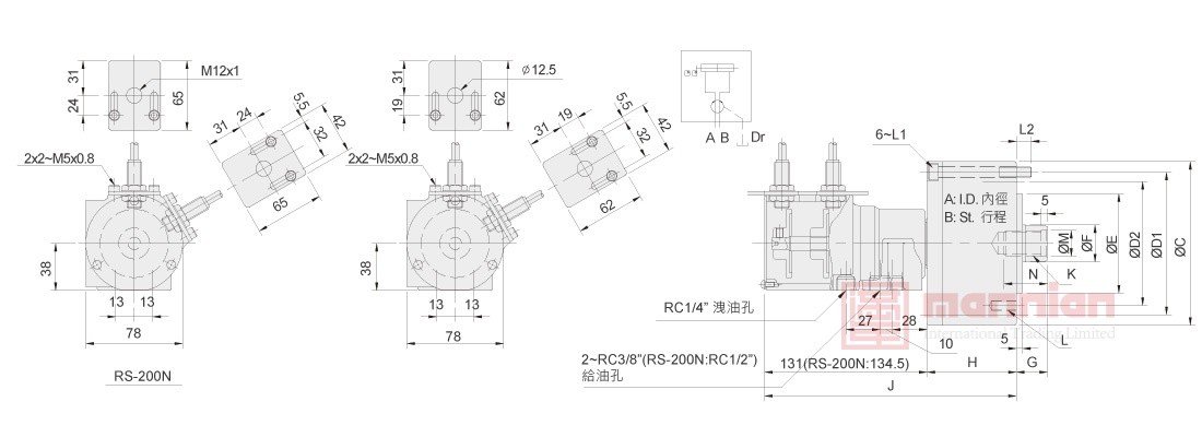 佳贺 Autogrip,高速短型 | RS-N,行程控制回转油压缸